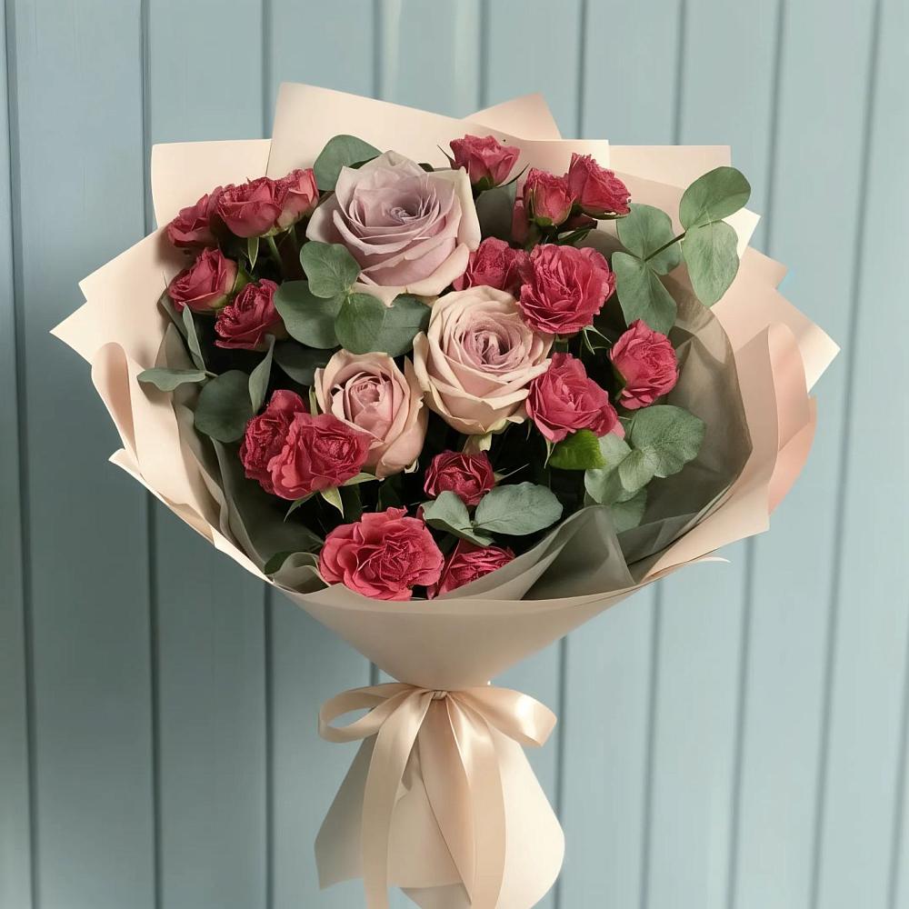 Букет цветов из: Гвоздики и Розы в Ага-Батыре