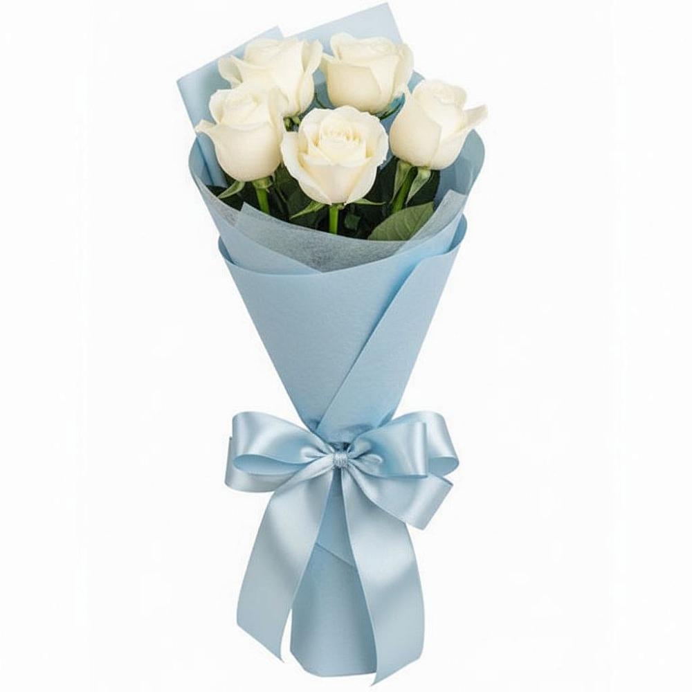 Букет 5 Белых роз Проуд в Ага-Батыре