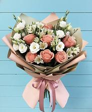 Букет цветов из:  Розы, Альстромерии и Лизиантусы #REPLACE_PRED# Ага-Батыре