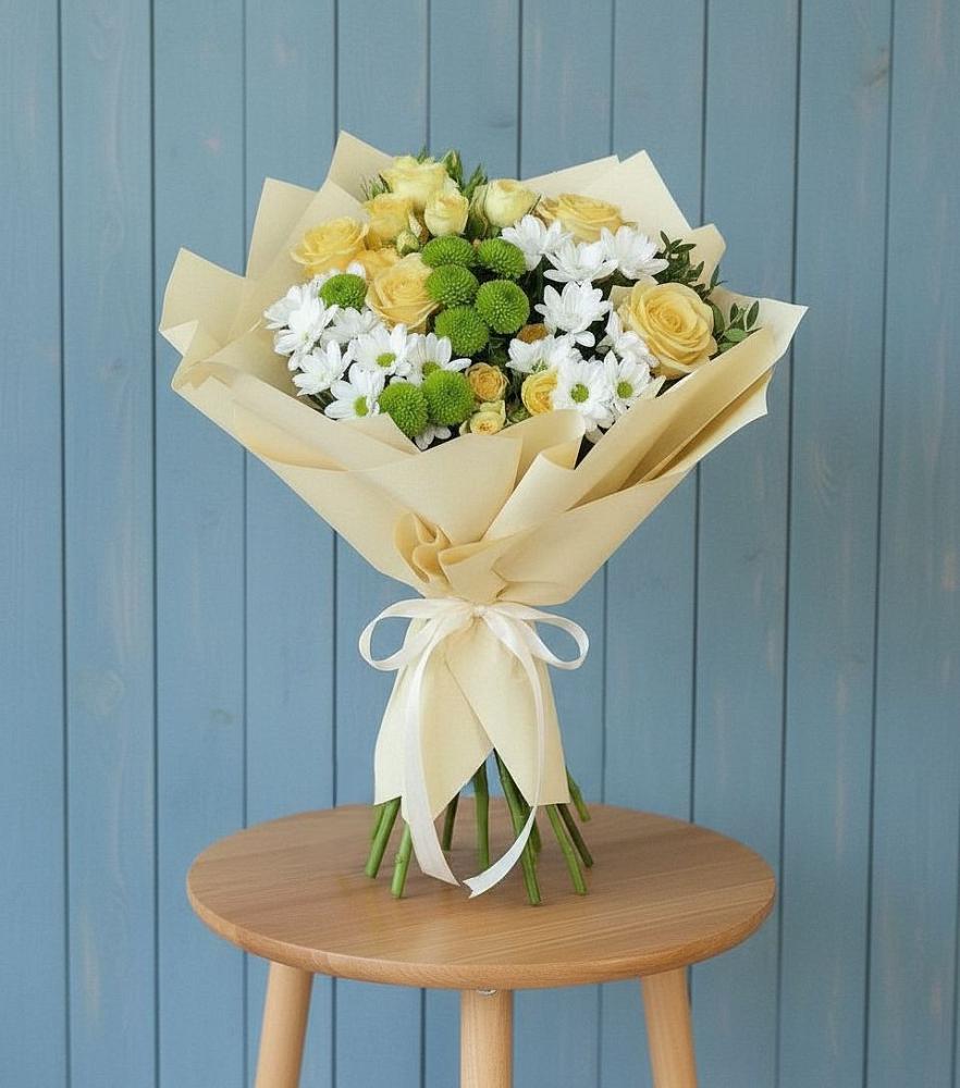 Букет цветов из: Хризантемы и Розы в Ага-Батыре