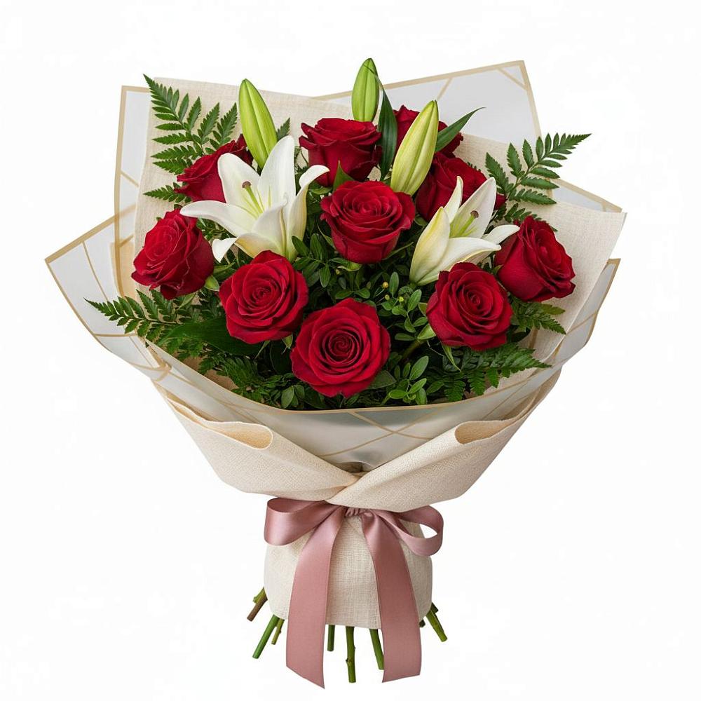 Букет цветов из: Лилии и Розы в Ага-Батыре