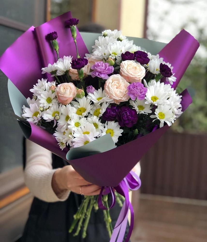Букет цветов из: Хризантемы, Гвоздики и Розы в Ага-Батыре