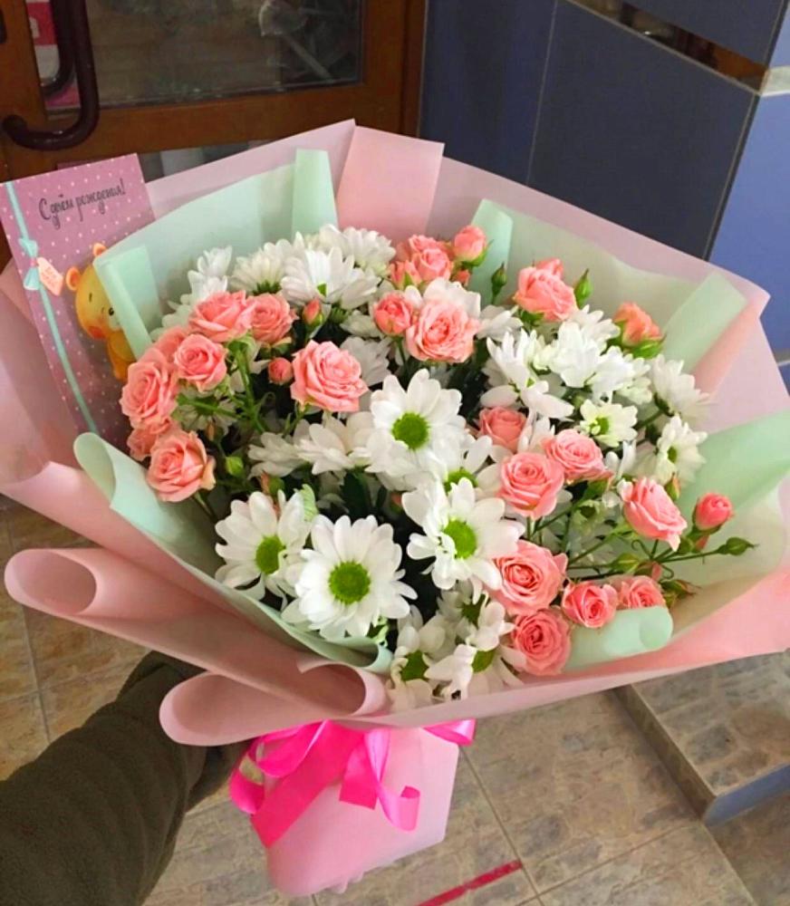 Букет цветов из: Розы и Хризантемы в Ага-Батыре