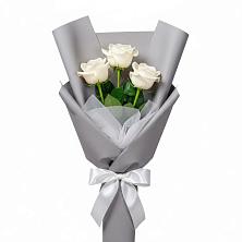 Букет 3 белые розы в Ага-Батыре