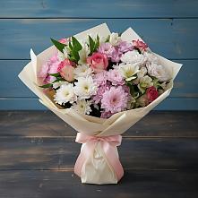 Букет цветов из:  Хризантемы, Альстромерии и Розы #REPLACE_PRED# Ага-Батыре