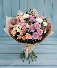 Букет цветов из:  Хризантемы, Розы и Альстромерии в Ага-Батыре