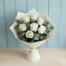 Букет Белые розы в Эвкалипте в Ага-Батыре