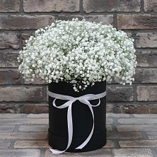 Цветочная композиция из Гипсофила в шляпной коробке в Ага-Батыре